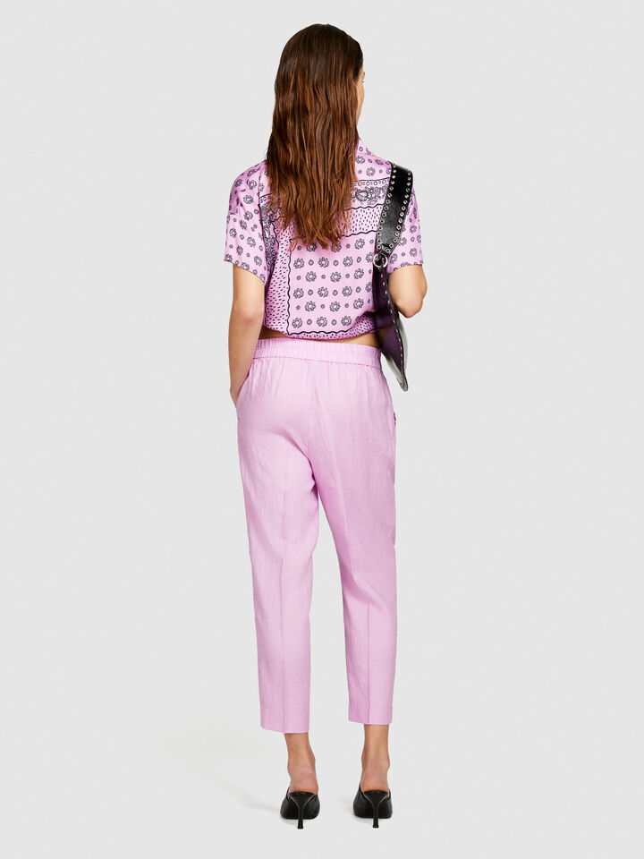 100% linen joggers - women's joggers - Soft Pink | Sisley image number 3